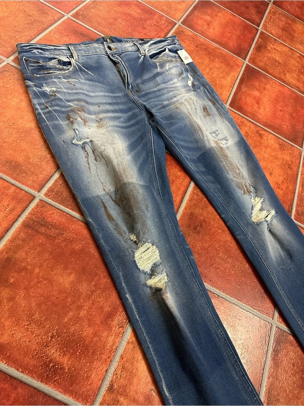 NWT Prps Men’s Stretchy Distressed Blue Skinny Jeans